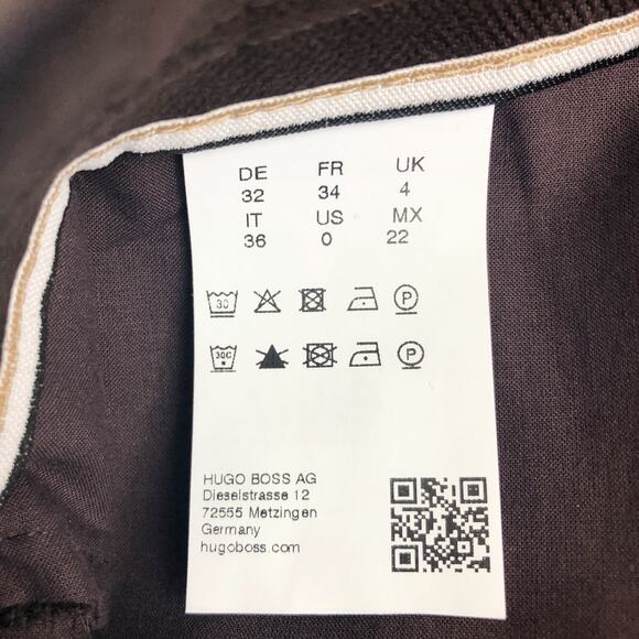 HUGO BOSS Womens Tapika Ankle Trousers Size 0 Dark Brown Stretch Cotton NWOT - Picture 9 of 11